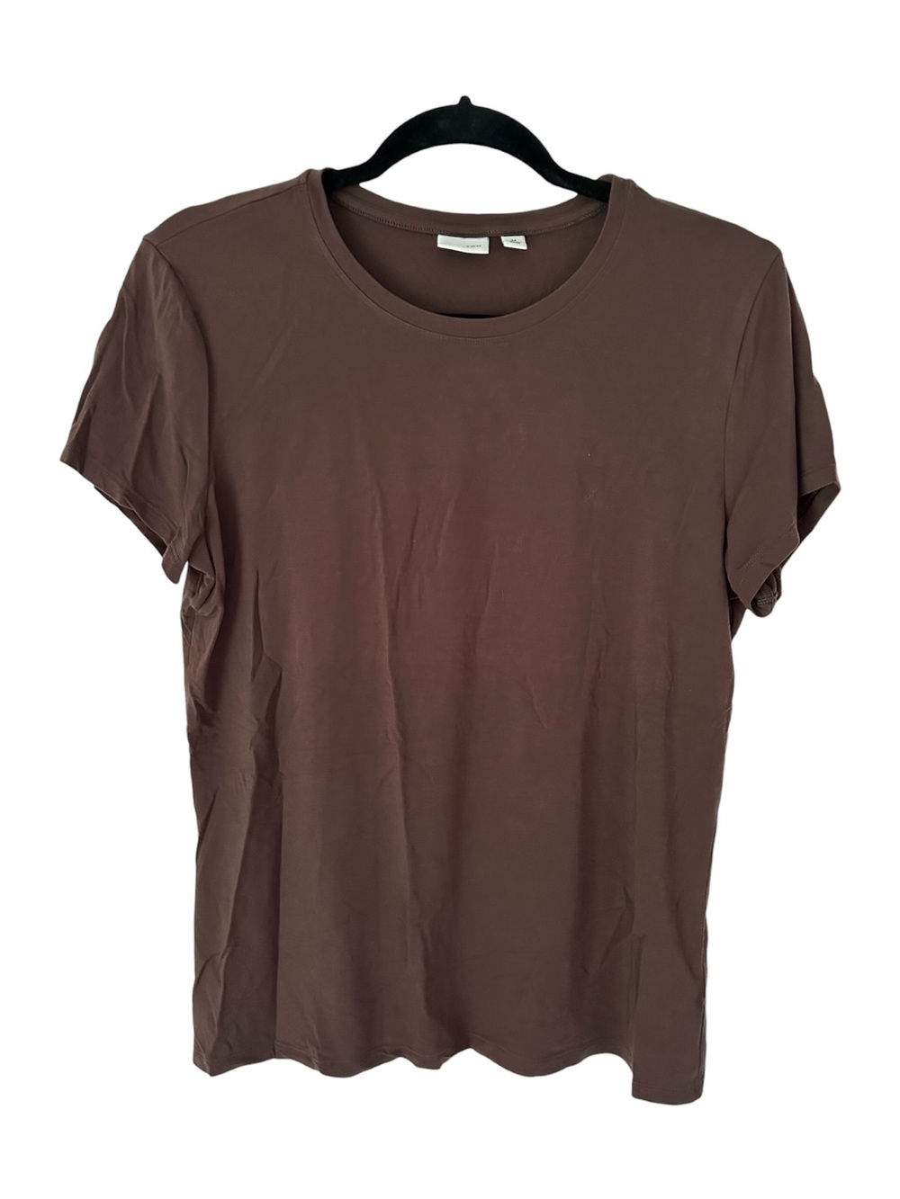 Babaton Dark Brown Short Sleeve Soft Fitted Crew Neck Tee